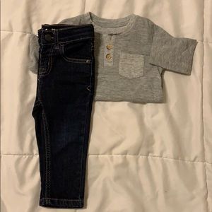 Long sleeve shirt and denim jeans set